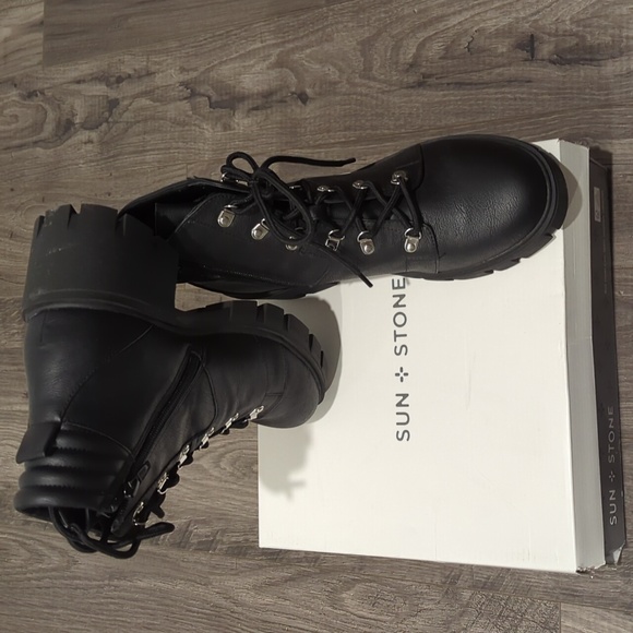 Sun + Stone Shoes - Boots by SUN+STONE Ruthéep Black Lace Up  Macy's